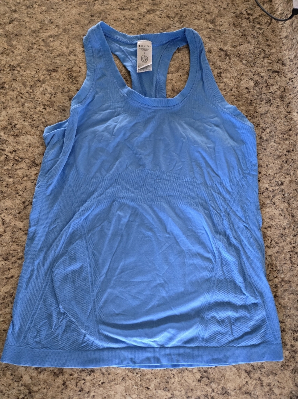 NWOT ATHLETA MOMENTUM RACER BACK TANK TOP, BLUE CORNFLOWER COLOR, SIZE LARGE
